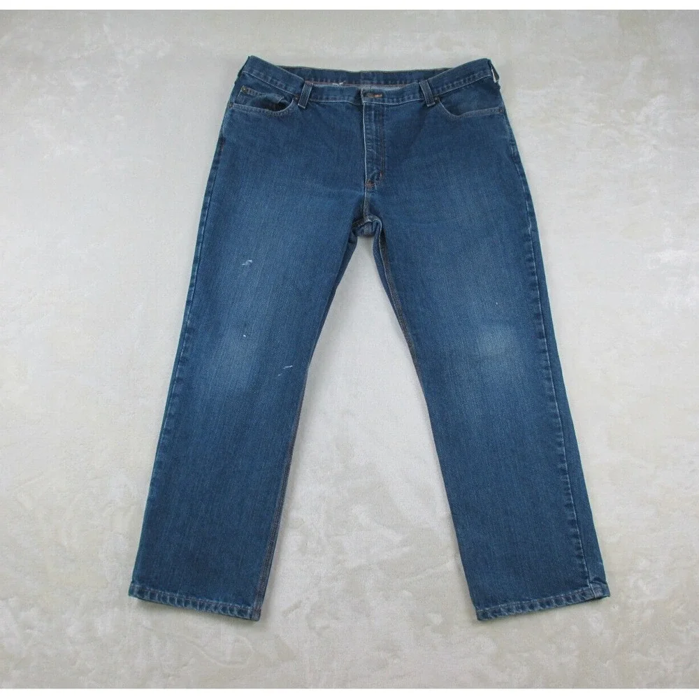 Carhartt Pants Mens 40 Blue Denim Jeans Straight Workwear‎ Casual 40X29*